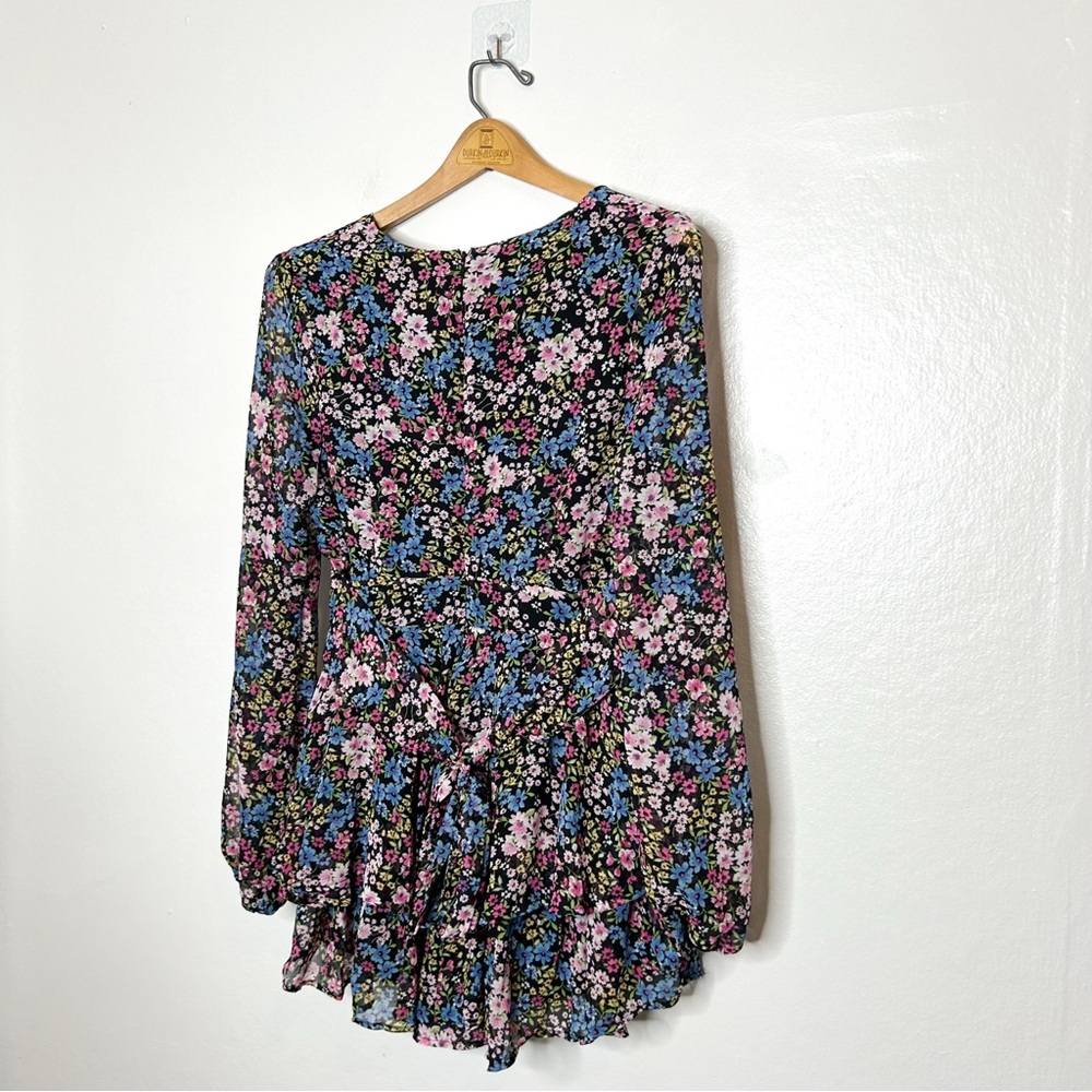 Mi Ami For Francescas Colorful Floral‎ Print Long Sleeve Ruffle Romper Medium M - Picture 10 of 11